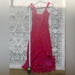 Ann Taylor Silk Slinky Floral Pink and Red Floral Slip Dress Size 10